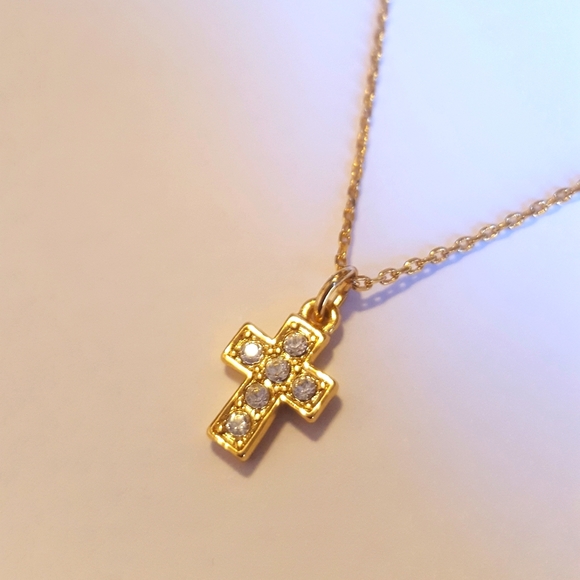 14K Gold Girls Cross Necklace